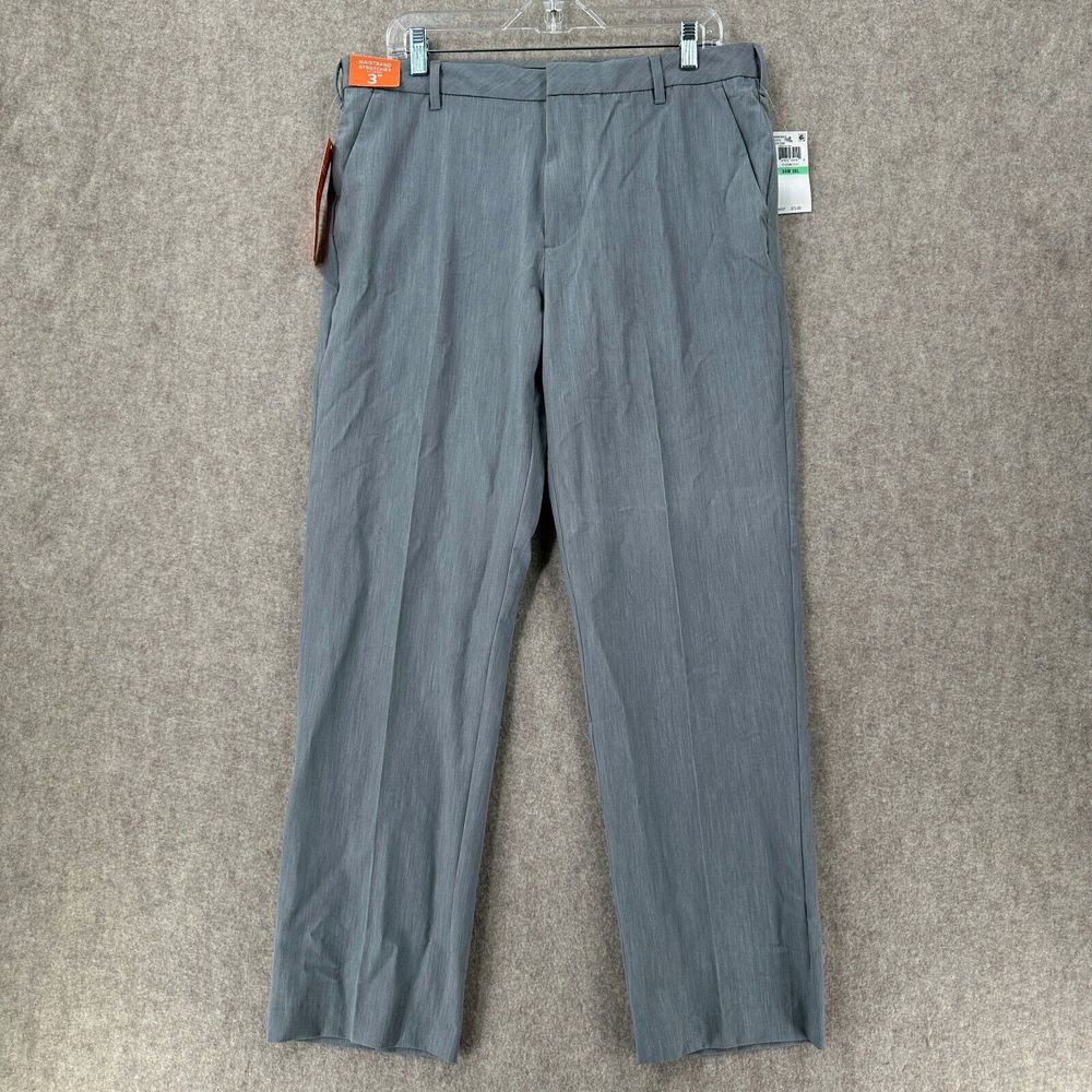Van Heusen Even Temp Traveler Straight Fit Grey Dress Pants Mens 34x30 Slacks